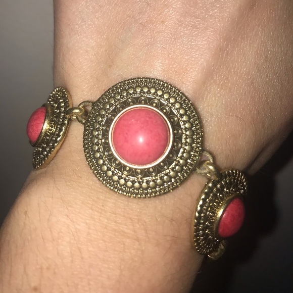 Lucky Brand gold bracelet coral stones - Picture 4 of 7